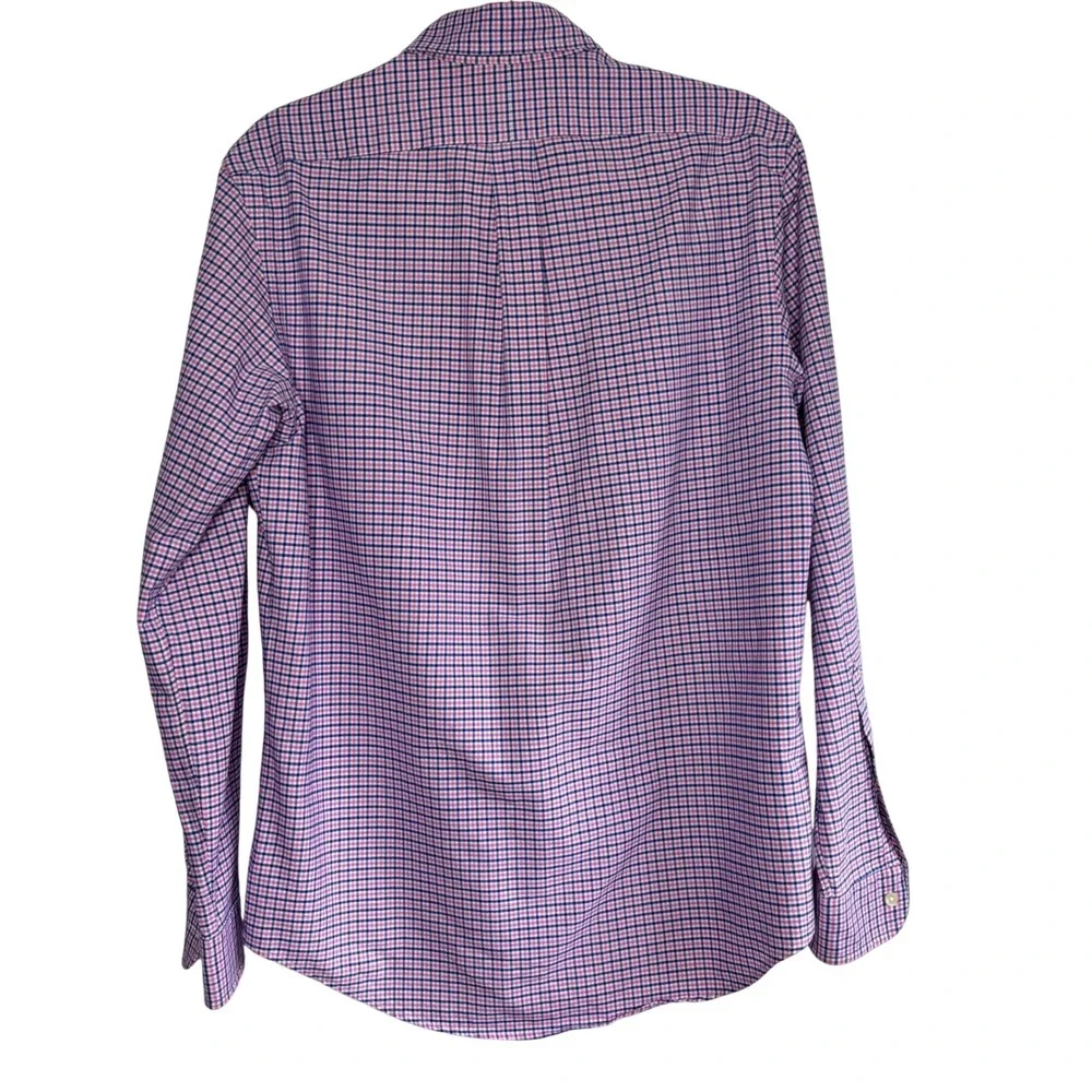 Polo Ralph Lauren Mens Slim Fit Gingham Button Down Shirt Pink Navy Blue Small